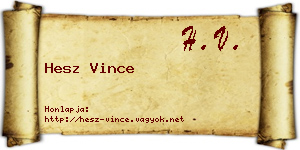 Hesz Vince névjegykártya